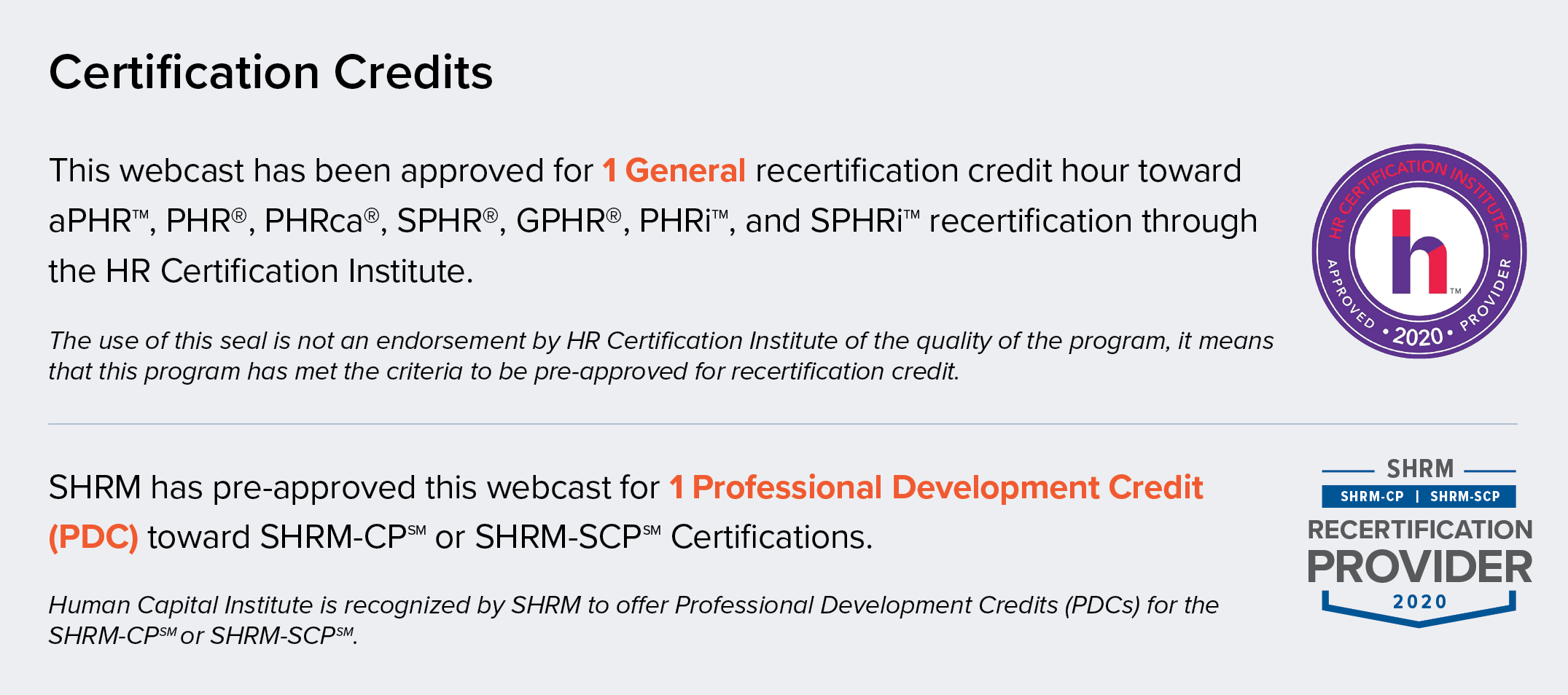HRCI & SHRM Credit Approval Seal 2020