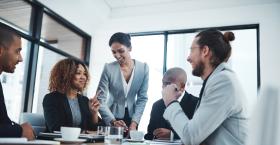 group of employees making plans